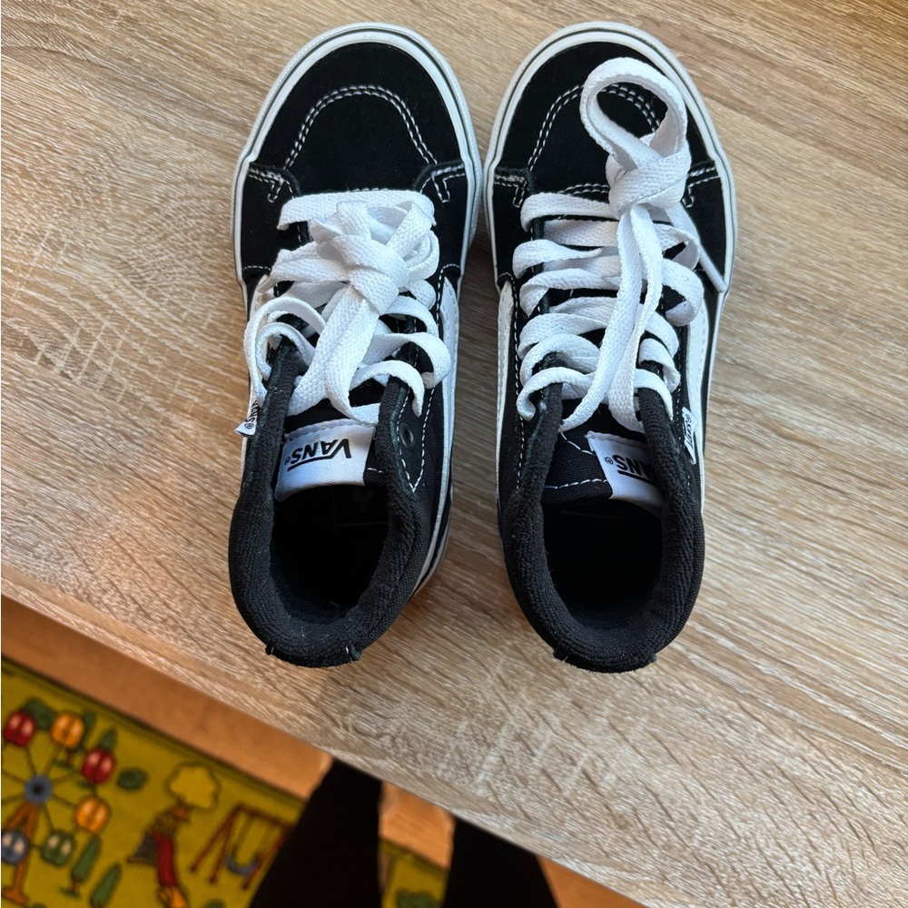 Vans Kids Black and White High-Top Sneakers